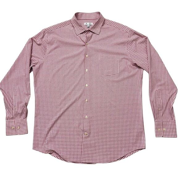 Peter Millar Pink Plaid Check Mens Long Sleeve Shirt Size Large - Picture 1 of 6